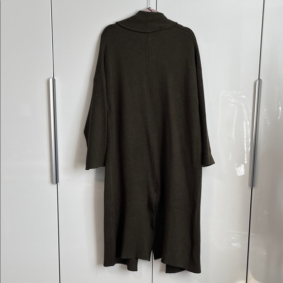 Mango Olive Green Oversized Knitted Long Car Coat New Condition, Size L - Picture 7 of 11